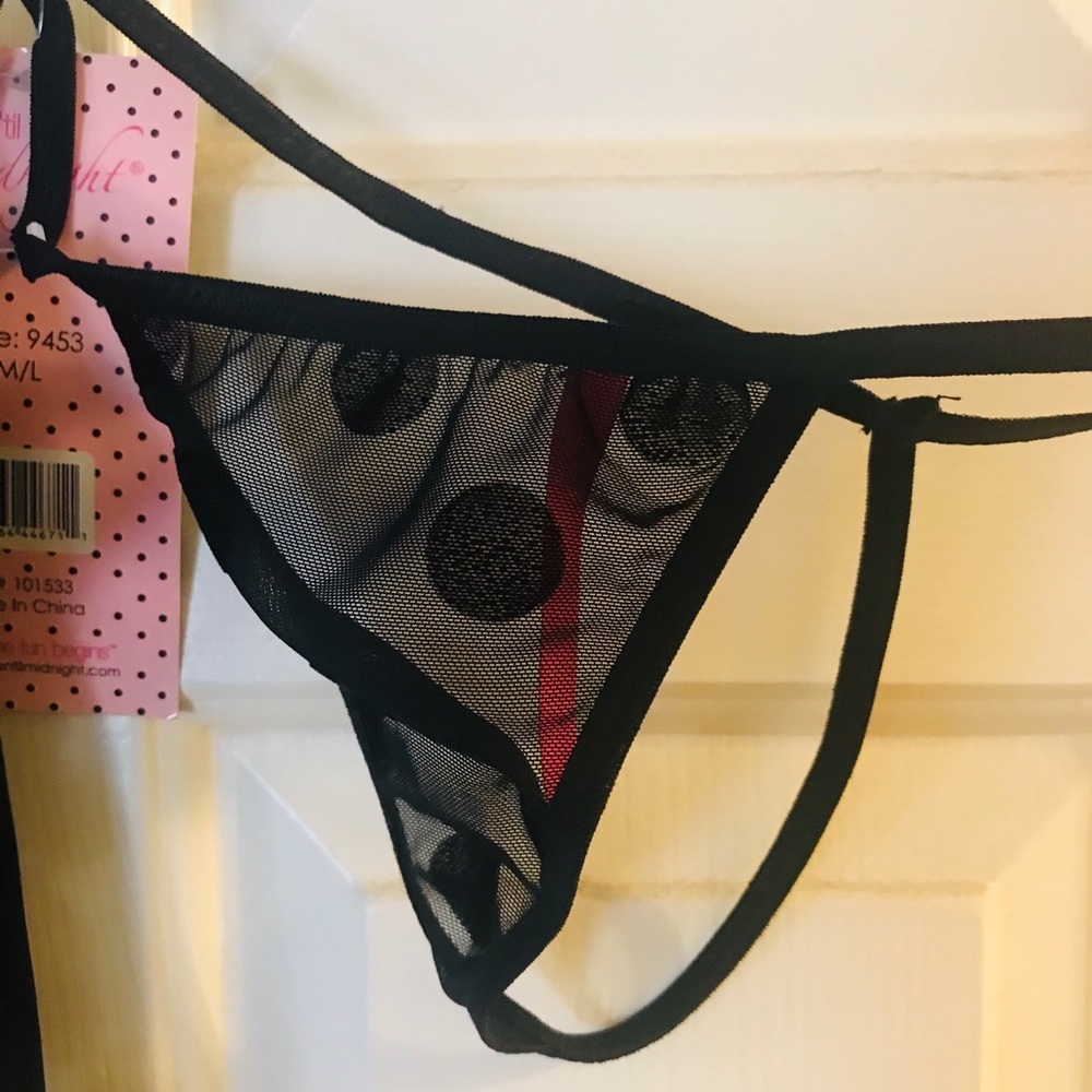 Black sheer polka dot babydoll nightie - Picture 2 of 3